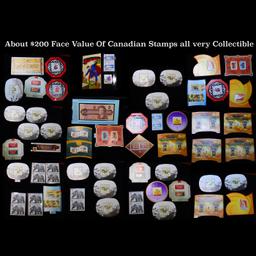 ***Auction Highlight*** About $200 Face Value Of Canadian Stamps all very Collectible (fc)
