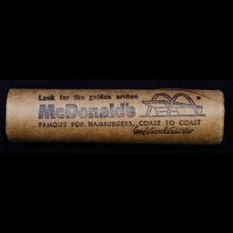 Mixed small cents 1c orig shotgun roll, 1918-d Wheat Cent, 1893 Indian Cent other end, Brandt Wrappe