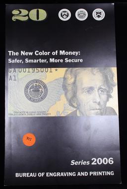 UNCUT MINT SHEET of 4x 2006 $20 Federal Reserve Notes All GEM or Better W/ COA.