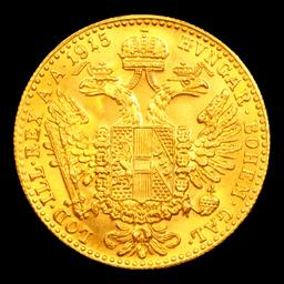 ***Auction Highlight*** 1915 Franz Joseph I Austrian KM-2267 1 Ducat Grades Select Unc (fc)
