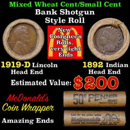 Mixed small cents 1c orig shotgun roll Brandt McDonalds, 1919-d Wheat Cent, 1892 Indian Cent other