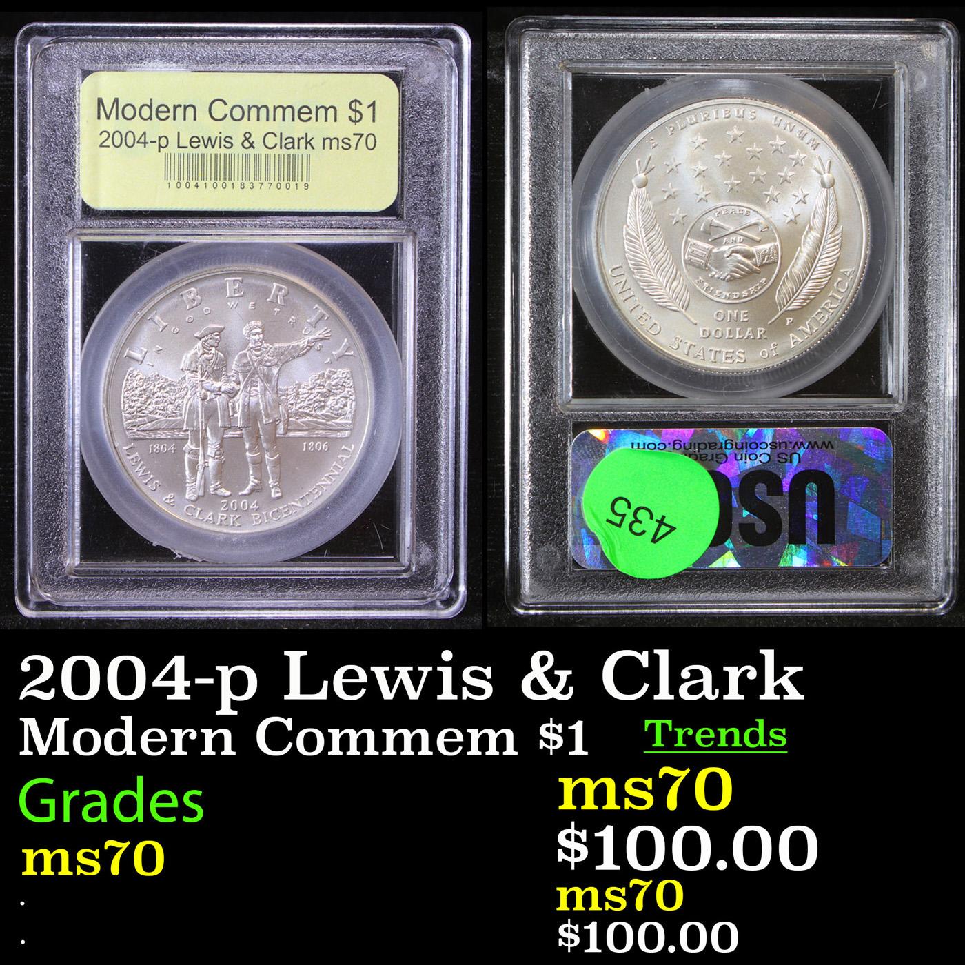 2004-p Lewis & Clark Modern Commem Dollar $1 Graded ms70, Perfection By USCG
