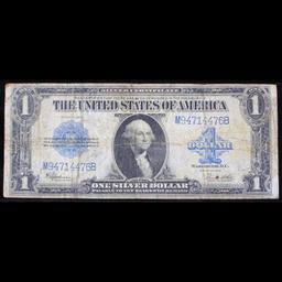 1923 $1 large size Blue Seal Silver Certificate, Fr-237 Signatures of Speelman & White Grades vf, ve