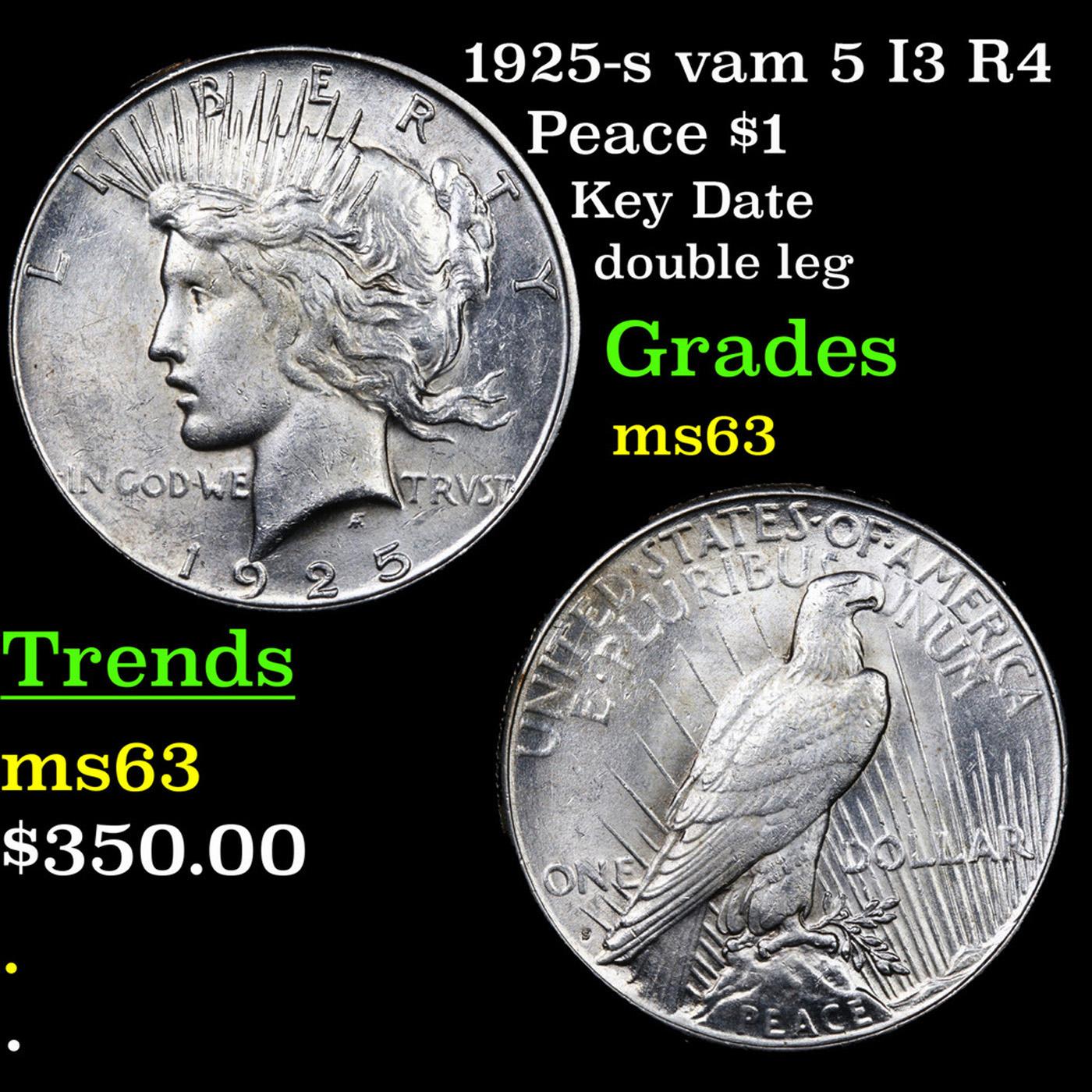 1925-s Peace Dollar vam 5 I3 R4 $1 Grades Select Unc