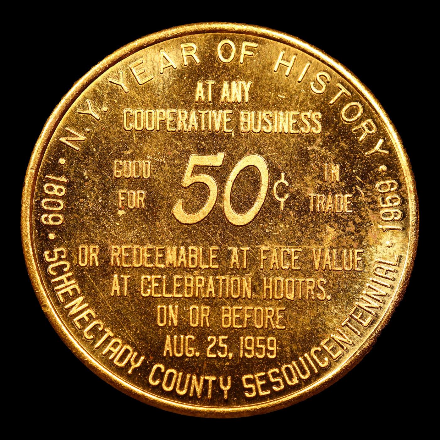 1959 Schenectady County New York Sesquicentennial So Called Half Dollar 50c