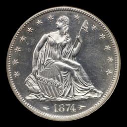 ***Auction Highlight***Proof 1874 Arrows Seated Half Dollar Near TOP POP! 50c Graded pr66 CAM By SE