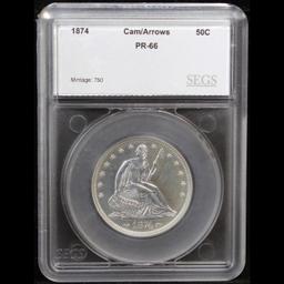 ***Auction Highlight***Proof 1874 Arrows Seated Half Dollar Near TOP POP! 50c Graded pr66 CAM By SE