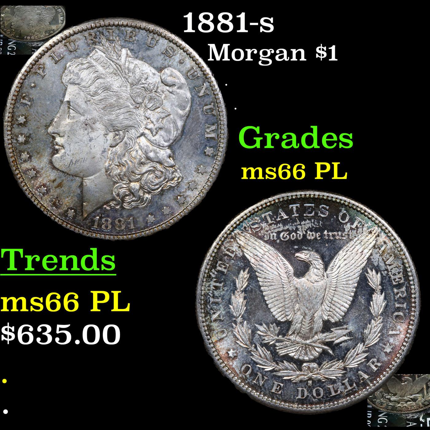 1881-s Morgan Dollar $1 Grades GEM+ UNC PL