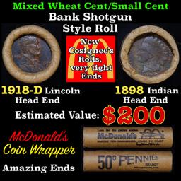 Mixed small cents 1c orig shotgun roll Brandt McDonalds, 1918-d Wheat Cent, 1898 Indian Cent other