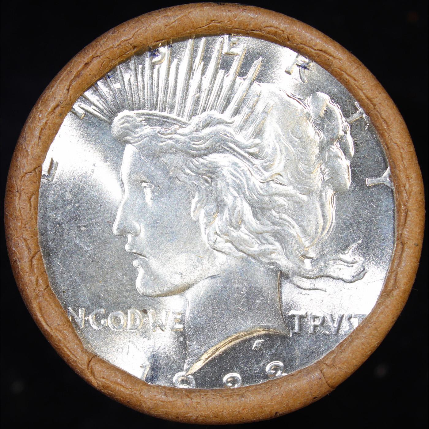 ***Auction Highlight*** AU/BU Slider Shotgun Peace $1 Roll 1923 & P Ends Virtually UNC (fc)
