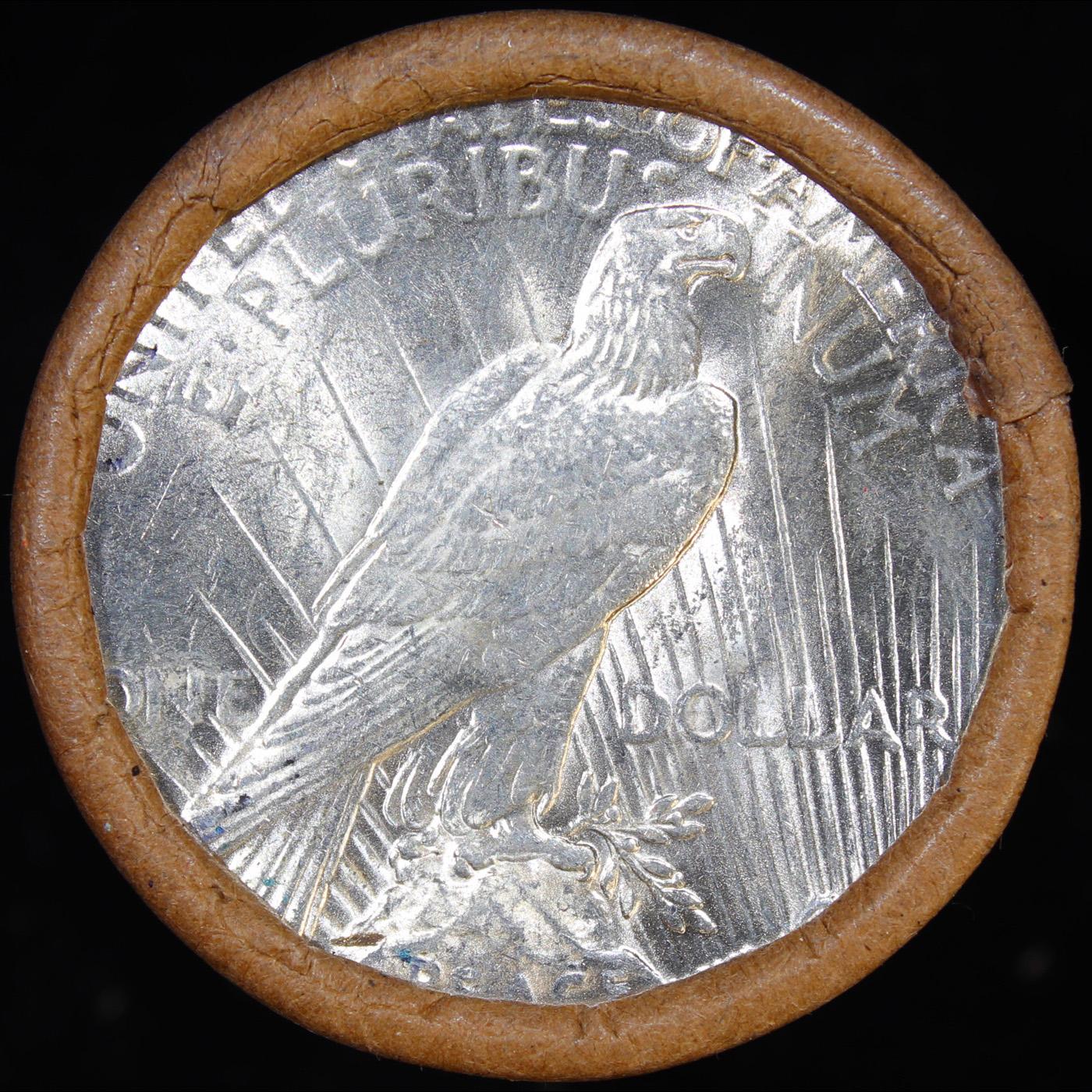 ***Auction Highlight*** AU/BU Slider Shotgun Peace $1 Roll 1923 & P Ends Virtually UNC (fc)