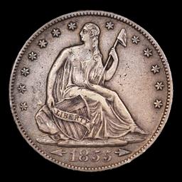 ***Auction Highlight*** 1855-s Arrows Seated Half Dollar 50c Graded vf++ By USCG (fc)