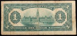 1917 Dominion of Canada $1 Banknote P# 32a Grades vf+