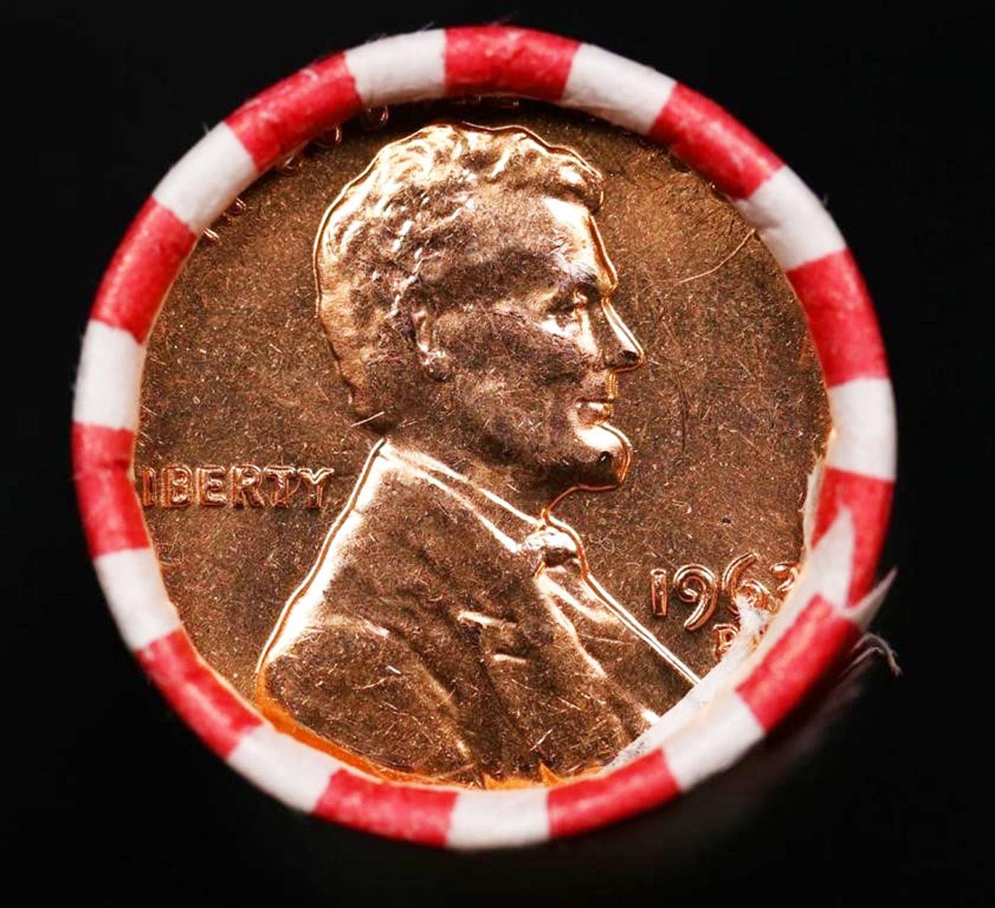 Shotgun Lincoln 1c roll, 1963-d 50 pcs Bank Wrapper.