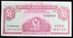 2x Consecutive 1962 ND 4th Series British Armed Forces 1 Pound Special Vouchers, All CU! Grades CU