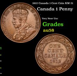 1912 Canada 1 Cent Coin KM: 21 Grades Choice AU/BU Slider