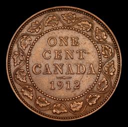 1912 Canada 1 Cent Coin KM: 21 Grades Choice AU/BU Slider