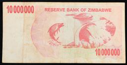 2006-2008 Zimbabwe 10 Million Dollars (ZWN) Emergency Bearer Check Notes P# 55a Grades vf++