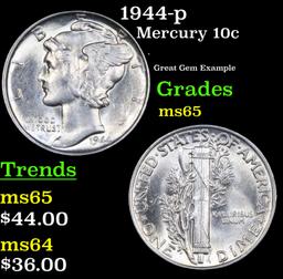 1944-p Mercury Dime 10c Grades GEM Unc