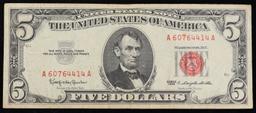 1963 $5 Red Seal United States Note Grades vf+