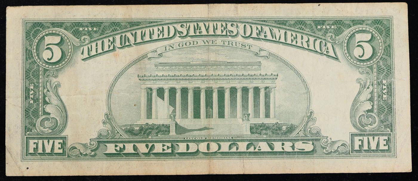1963 $5 Red Seal United States Note Grades vf+