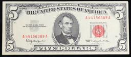 1963 $5 Red Seal United States Note Grades vf++