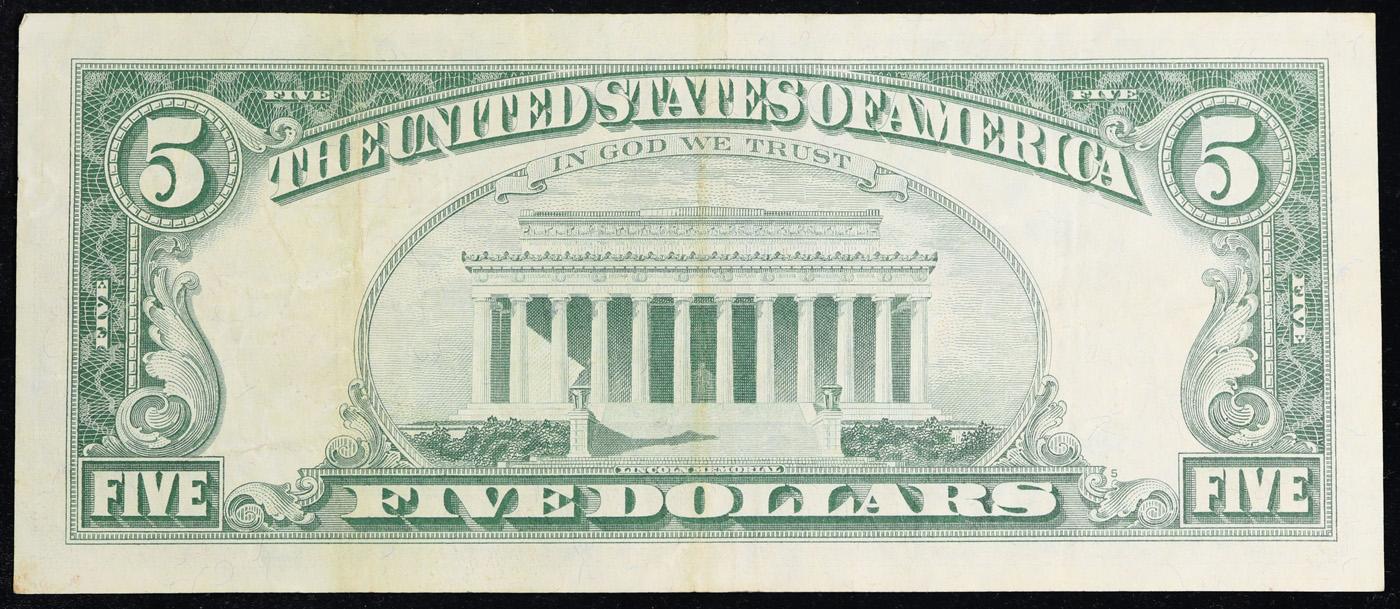 1963 $5 Red Seal United States Note Grades vf++