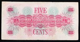 1968 U.S. Military Payment 5 Cents Note P: M64A Grades vf+