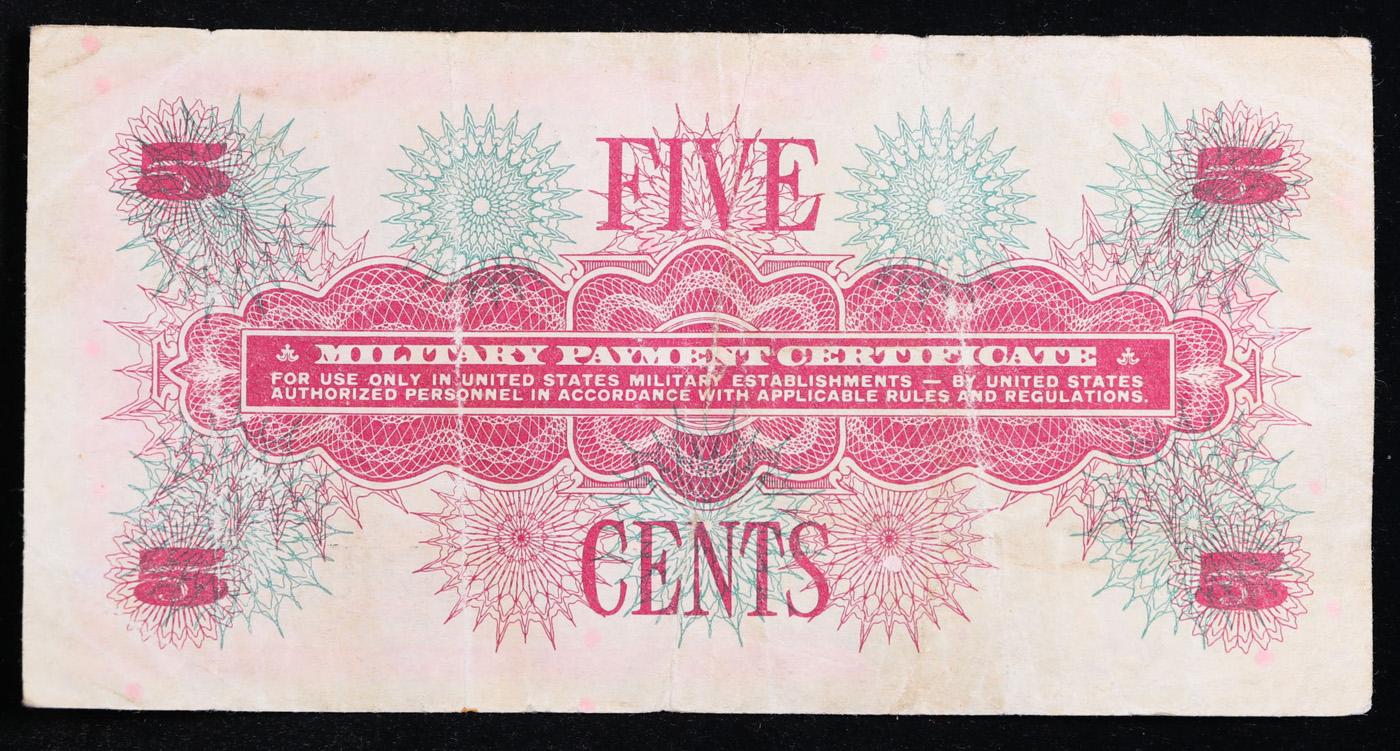 1968 U.S. Military Payment 5 Cents Note P: M64A Grades vf+