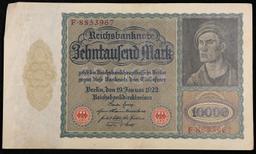1922 Weimar Germany 10,000 Mark Vampire Note P: 71 Grades Select AU