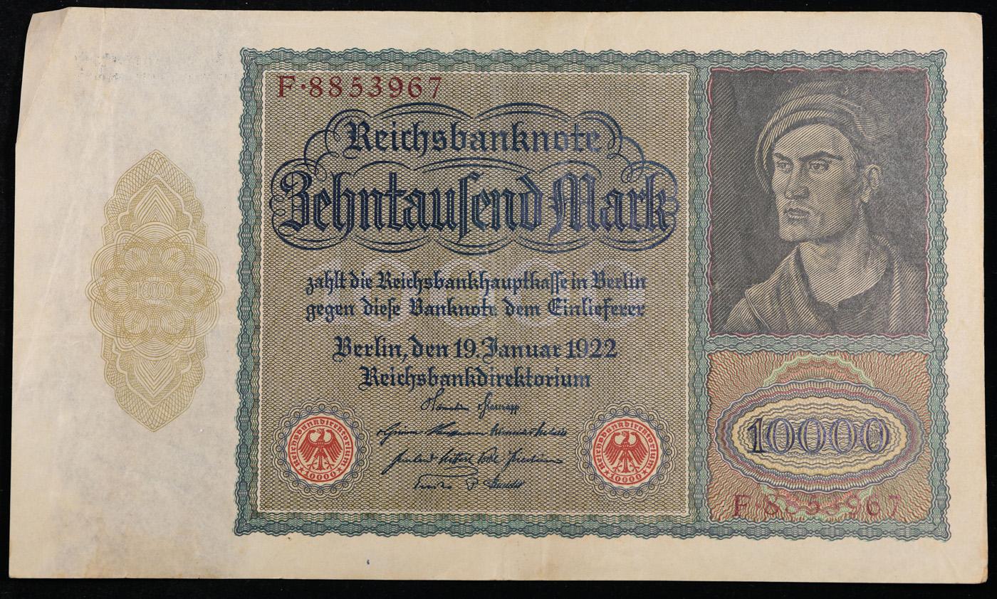 1922 Weimar Germany 10,000 Mark Vampire Note P: 71 Grades Select AU