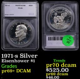 Proof 1971-s Silver Eisenhower Dollar $1 Graded pr69+ DCAM BY SEGS