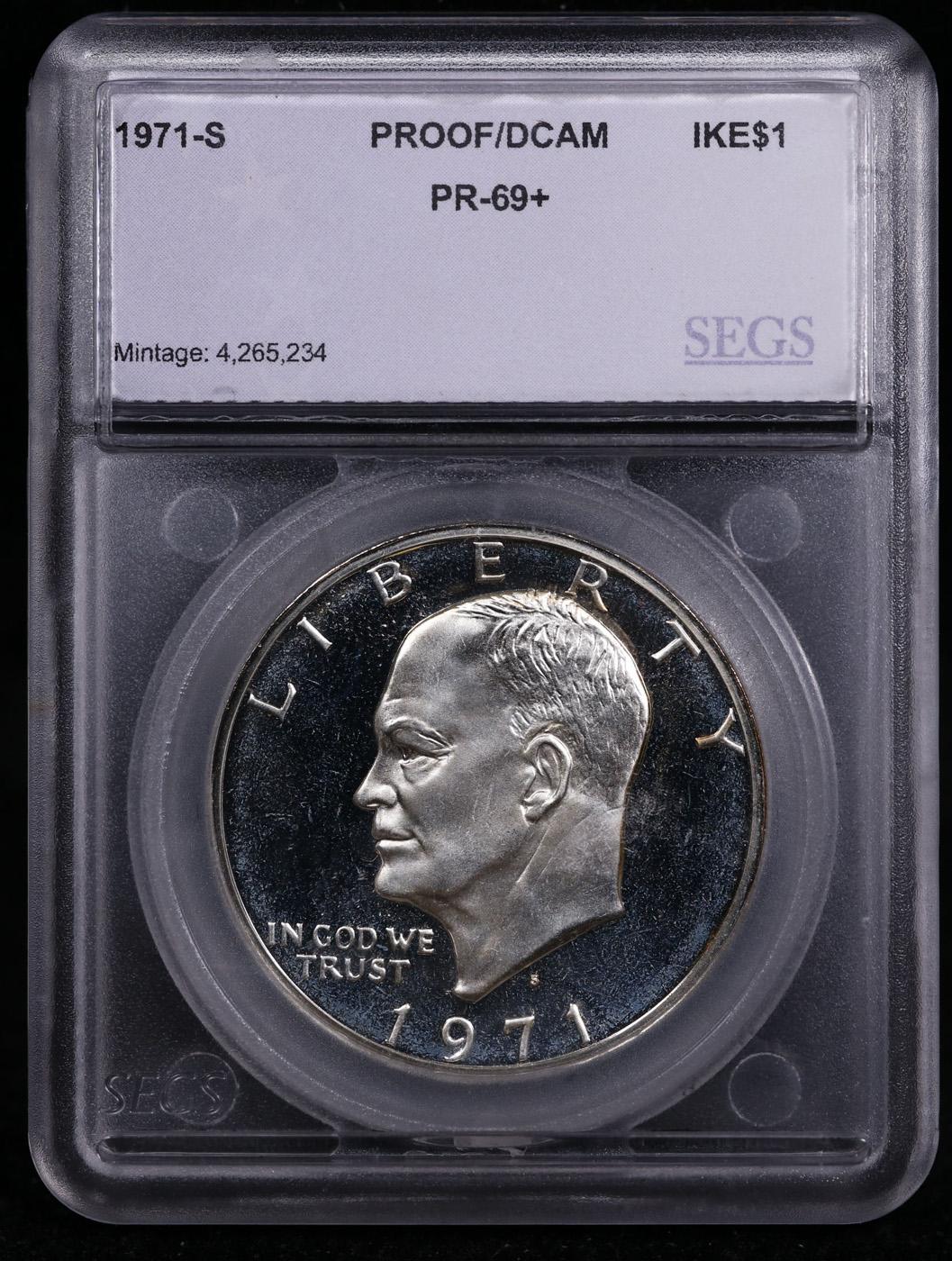 Proof 1971-s Silver Eisenhower Dollar $1 Graded pr69+ DCAM BY SEGS