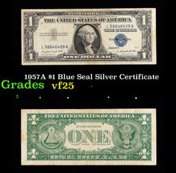 1957A $1 Blue Seal Silver Certificate Grades vf+