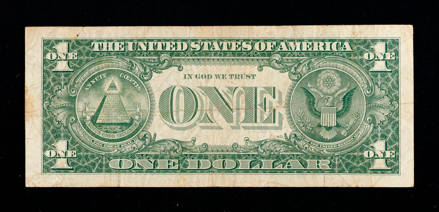 1957A $1 Blue Seal Silver Certificate Grades vf+