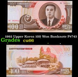 1992 Upper Korea 100 Won Banknote P#?43 Grades Gem+ CU