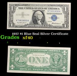 1957 $1 Blue Seal Silver Certificate Grades xf