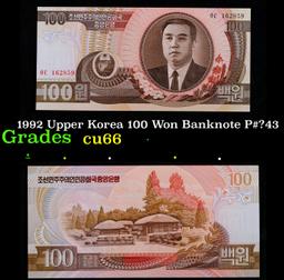 1992 Upper Korea 100 Won Banknote P#?43 Grades Gem+ CU