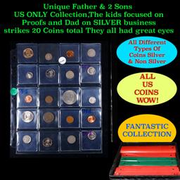 Unique Father & 2 Sons US ONLY Collection,The kids focused on Proofs and Dad on SILVER business stri