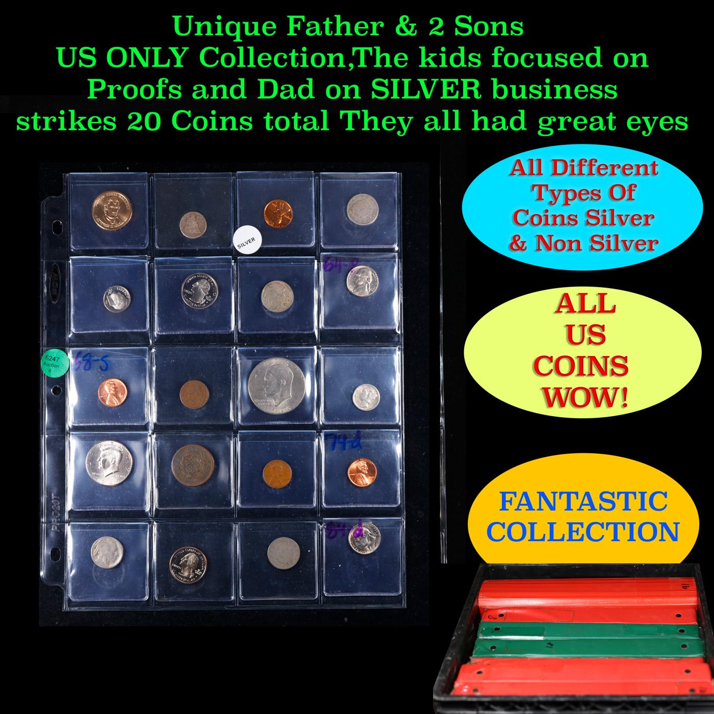 Unique Father & 2 Sons US ONLY Collection,The kids focused on Proofs and Dad on SILVER business stri