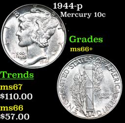 1944-p Mercury Dime 10c Grades GEM++ Unc