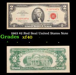 1963 $2 Red Seal United States Note Grades xf