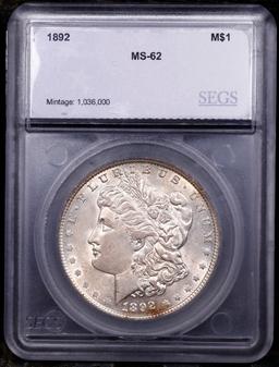 ***Auction Highlight*** 1892-p Morgan Dollar $1 Graded ms62 By SEGS (fc)