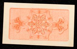 1893 World's Columbian Exposition Ticket, "Indian Chief" Grades Gem CU