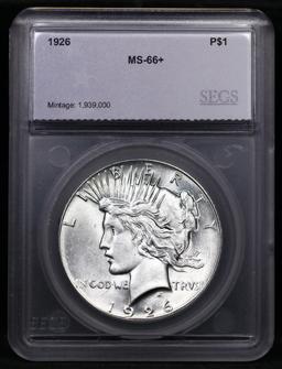 ***Auction Highlight*** 1926-p Peace Dollar Near Top Pop! $1 Graded ms66+ By SEGS (fc)