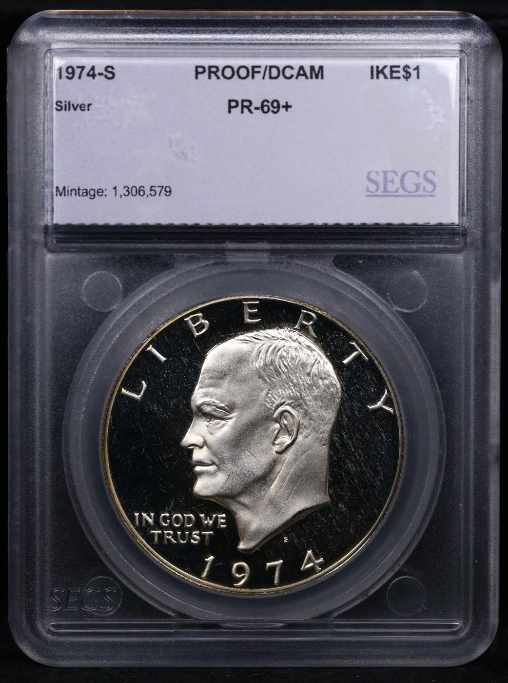 Proof 1974-s Silver Eisenhower Dollar 1 Graded pr69+ Dcam By SEGS