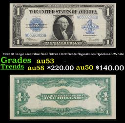 1923 $1 large size Blue Seal Silver Certificate Grades Select AU Signatures Speelman/White