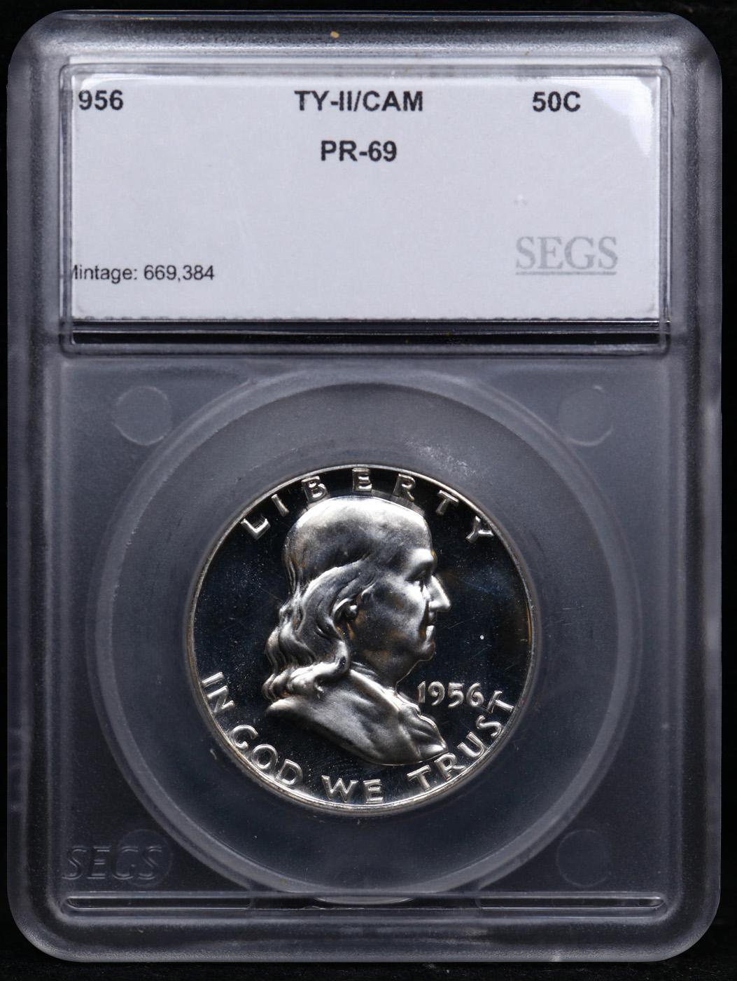 Proof ***Auction Highlight*** 1956 Ty 2 Franklin Half Dollar TOP POP! 50c Graded pr69 cam BY SEGS (f