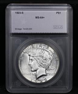 ***Auction Highlight*** 1923-s Peace Dollar $1 Graded ms64+ By SEGS (fc)