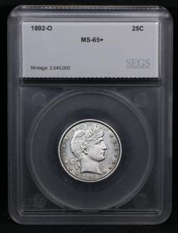 ***Auction Highlight*** 1892-o Barber Quarter 25c Graded ms65+ By SEGS (fc)